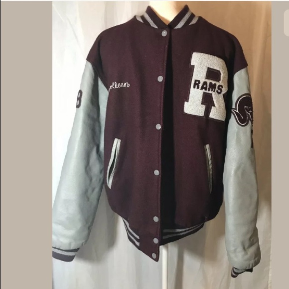 Vintage LA Rams Varsity Letterman Red Jacket 44 L